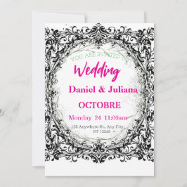 Trouwen, uitnodiging, bloemen, roze, elegant, roma feestdagenkaart