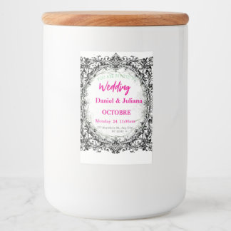 Trouwen, uitnodiging, bloemen, roze, elegant, roma voedselcontainer etiket