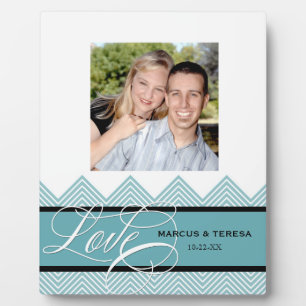 Trouwen verloofd Chic Chevron Modern Gepersonalise Fotoplaat