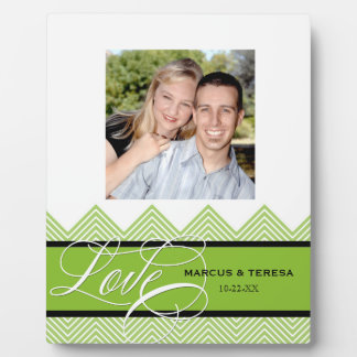 Trouwen verloofd Chic Chevron Modern Gepersonalise Fotoplaat