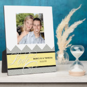 Trouwen verloofd Chic Chevron Modern Gepersonalise Fotoplaat (Zijkant)