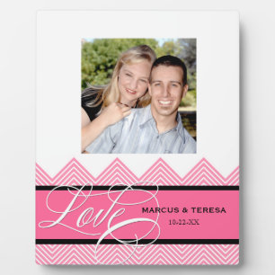 Trouwen verloofd Chic Chevron Modern Gepersonalise Fotoplaat