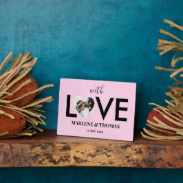 Trouwen Verloving Custom Foto Roze Hart Lijst Fotoplaat