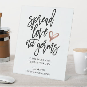 Trouwen Verspreid Liefde Geen Kiemen Neem Een Mask Reclamebord Met Voetstuk
