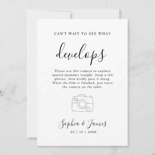 Trouwen Wegwerp Camera Sign Trouwfoto Sign Kaart (Voorkant)