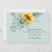 Trouwen Zonnebloem Rustiek Verander de datum Groen Save The Date (Voorkant)