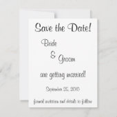 Trouwende bruid en bruidegom, reserveer de datum save the date (Achterkant)