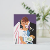 Trouwende bruid en bruidegom, save the date (Staand voorkant)