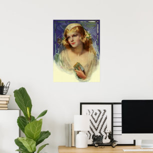 Trouwende bruid met Bijbel, Religieuze trouwerij Poster