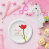 Trouwende enkele rode tulpenkunst genaamd papieren bordje (Feest)