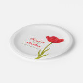 Trouwende enkele rode tulpenkunst genaamd papieren bordje (Gekanteld)