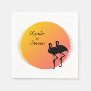 Trouwende flamingo's bij zonsondergang servet
