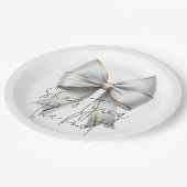 Trouwende Knoop Gouden Witte Boog Bruidsdouche Papieren Bordje (Gekanteld)