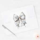 Trouwende knoop Gouden Witte Boog Bruidsdouche Vierkante Sticker (Envelop)