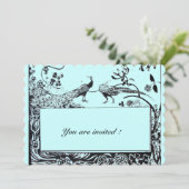 TROUWENDE LIEFDE PAUWEN Zwart Turquoise Blauw Uitn Kaart (Staand voorkant)