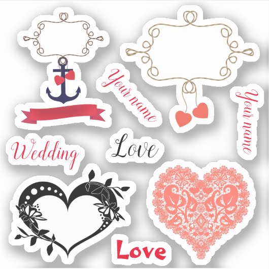 trouwensset, bruiloft, geschenk, decoratie sticker (Voorkant)