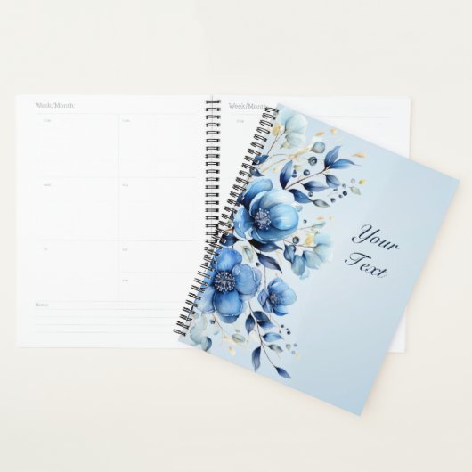Trouwer planner met waterverf blauwe bloemen (Display)
