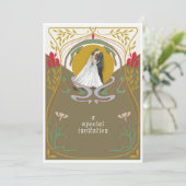 Trouwerij Art Nouveau Huwelijksuitnodiging Kaart (Staand voorkant)