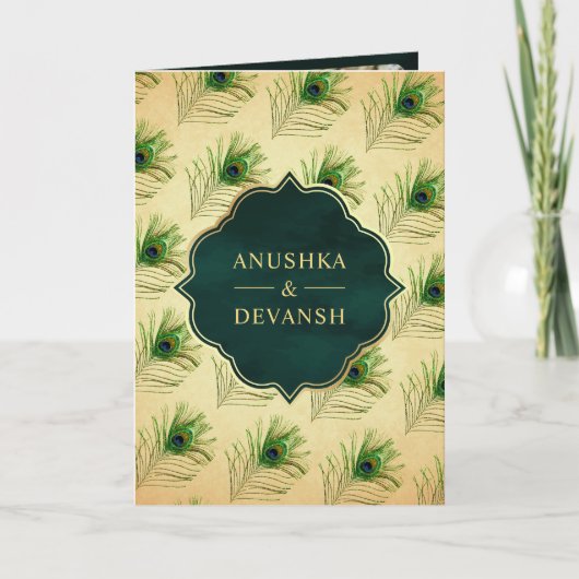 Trouwerij met QR-code en veren van groene pauw uit (Voorkant)