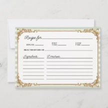 Trouwerij Receptkaart met Vintage Goud en Salie St