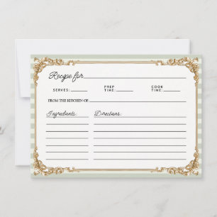 Trouwerij Receptkaart met Vintage Goud en Salie St