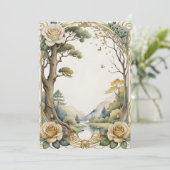 trouwfantasie bloemen en boom  kaart (Staand voorkant)