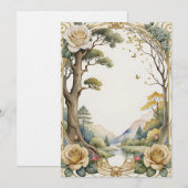 trouwfantasie bloemen en boom  kaart (Voorkant / Achterkant)