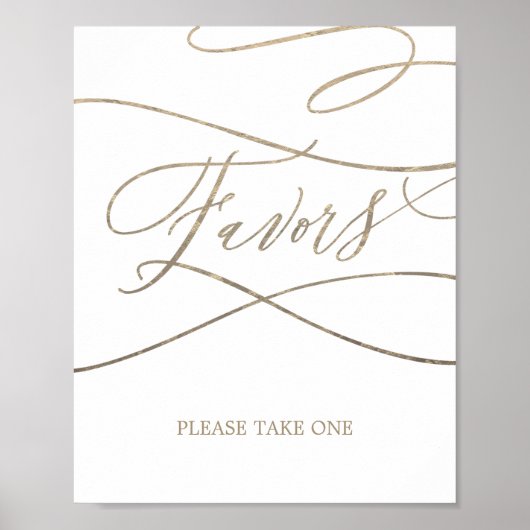 Trouwfavor Signatuur 'Romantic Gold' in kalligrafi Poster (Voorkant)