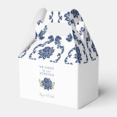 Trouwfavorietdoos van Navy Damast Bedankdoosjes (Achterkant)