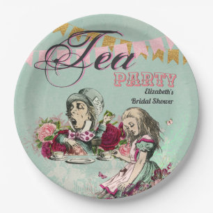 Trouwfeest Alice in Wonderland Thee Feestje Custom Papieren Bordje