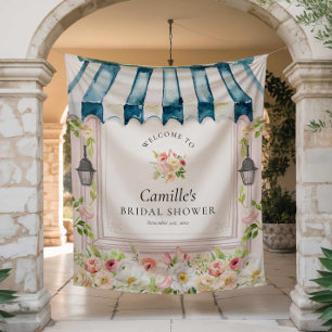 Trouwfeest-bloementuin-welkom-banner Wandkleed