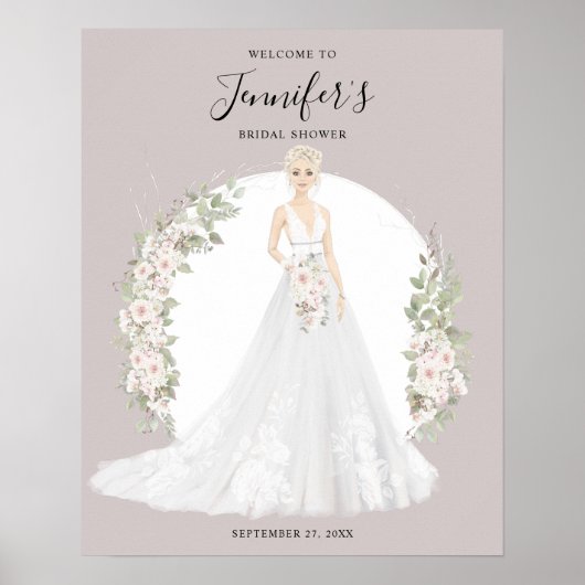 Trouwfeest Bruid Bruiloft Welkomstbord Poster (Voorkant)