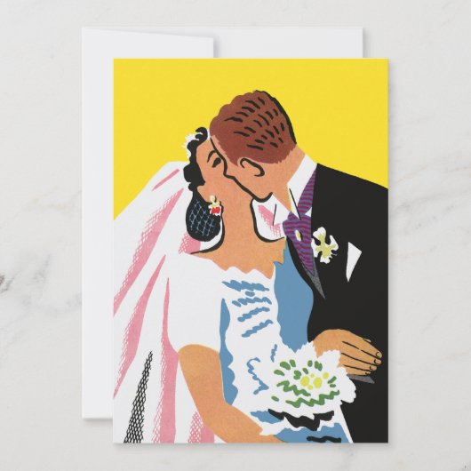 Trouwfeest, Bruid en Bruidegom Nieuwgetrouwd Staan Aankondiging (Voorkant)