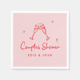Trouwfeest bruidspaar moderne roze rood elegante h servet