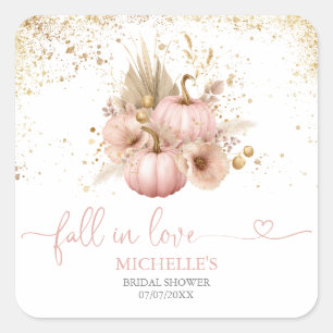 Trouwfeest Bruiloft Boho Bloemen Pompoen Vierkante Sticker