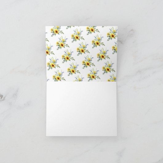 Trouwfeest Dankjewelbrief Gele Zonnebloem Bedankkaart (Binnen)