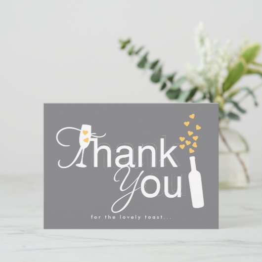 Trouwfeest Dankjewelkaart Champagne Bedankkaart (Staand voorkant)