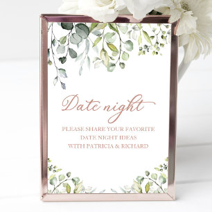 Trouwfeest datum avond pot bord met leuke groene b poster