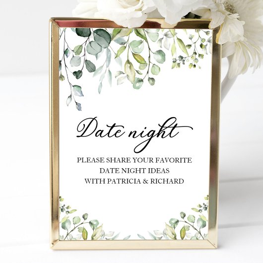 Trouwfeest datum avond pot bord met leuke groene b poster