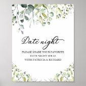 Trouwfeest datum avond pot bord met leuke groene b poster (Voorkant)