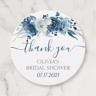 Trouwfeest Favor Tags met marineblauw bloemmotief Bedankjes Labels