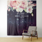 Trouwfeest Foto Achtergrond Bloemen Paarse Lichten Wandkleed (In situ)