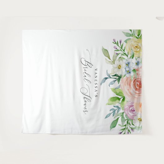 Trouwfeest Fotohokje Achtergrond met Bloeiende Per Wandkleed (Voorkant (horizontaal))