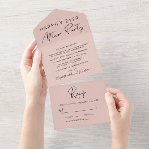 Trouwfeest 'Happily Ever After' Roze All In One Uitnodiging