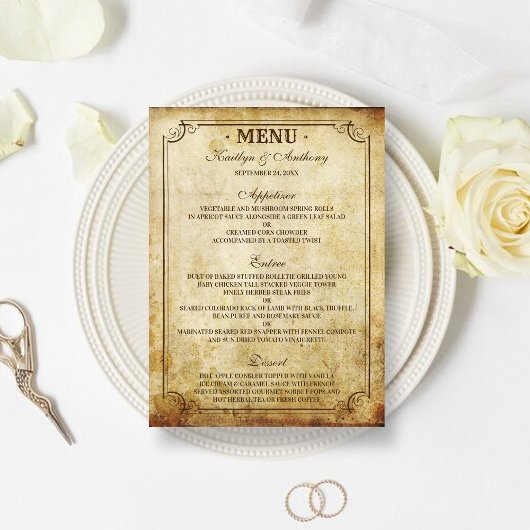 Trouwfeest in klassieke stijl menu