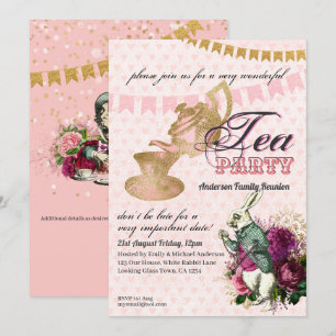 Trouwfeest in vintage Alice in Wonderland-stijl aa Kaart