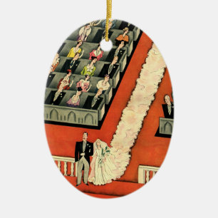 Trouwfeest in vintage stijl, Art Deco bruid en bru Keramisch Ornament