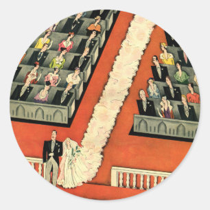 Trouwfeest in vintage stijl, Art Deco bruid en bru Ronde Sticker