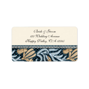 Trouwfeest in vintage stijl, Art Nouveau Iris Bloe Etiket