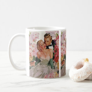 Trouwfeest in vintage stijl, retro bruid en bruide koffiemok